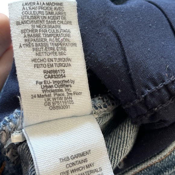 Free People Medium Wash Slim Straight High Rise Denim Distressed Jeans size 29 - Picture 7 of 7